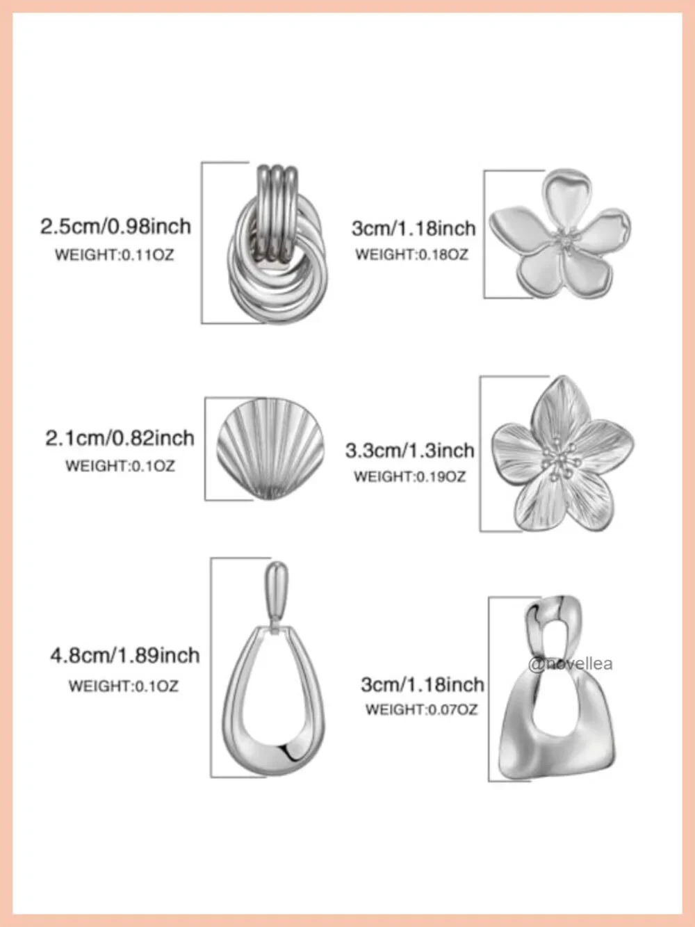 6 Pairs Dangle Earrings Set Gold Plated Flower Shell Knot Statement